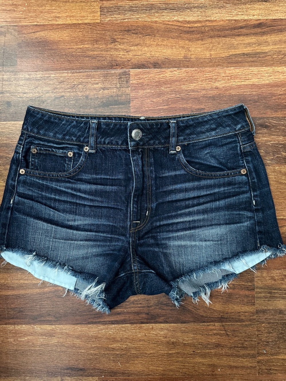 American Eagle Outfitters High Rise Festival Denim Shorts Size 10 Dark Wash